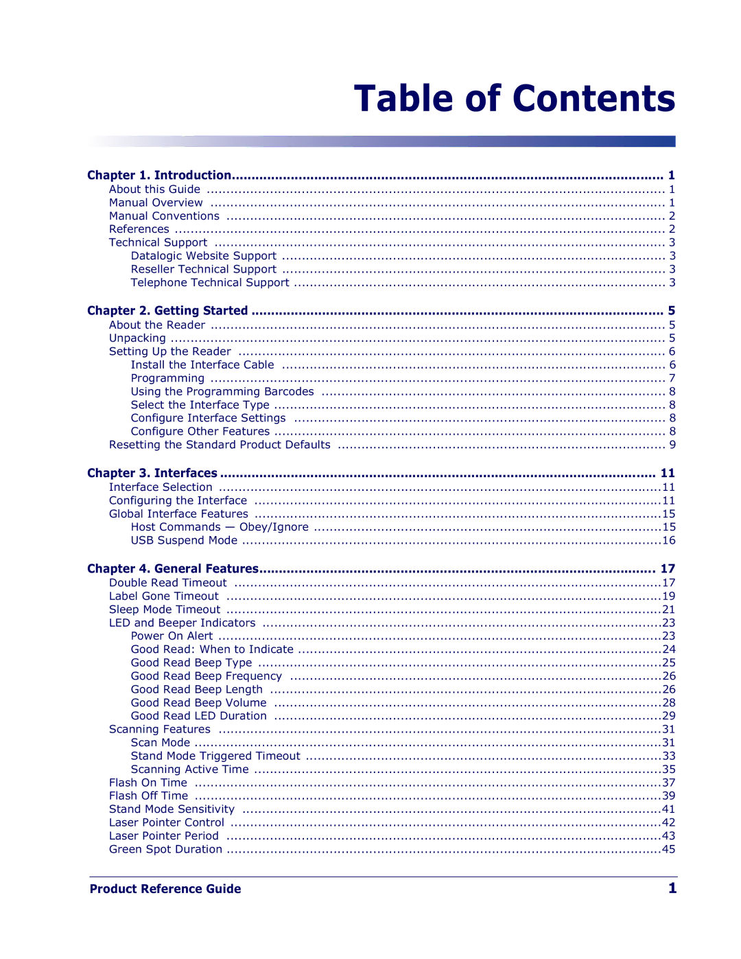 Datalogic Scanning PD7100 manual Table of Contents 