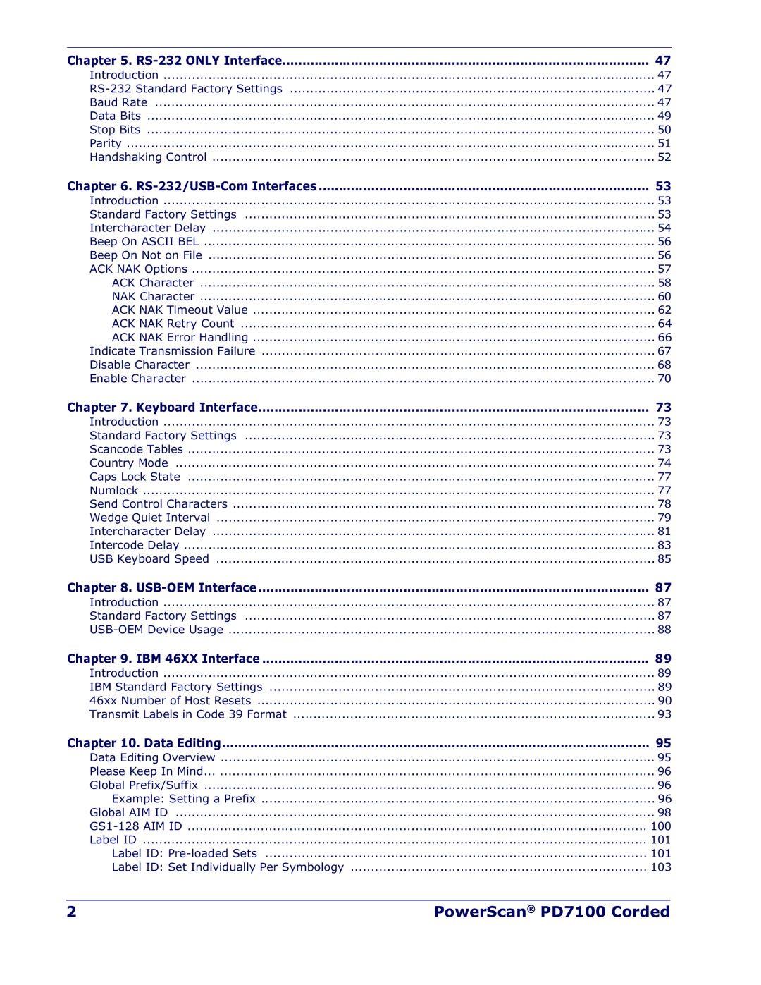 Datalogic Scanning manual PowerScan PD7100 Corded 