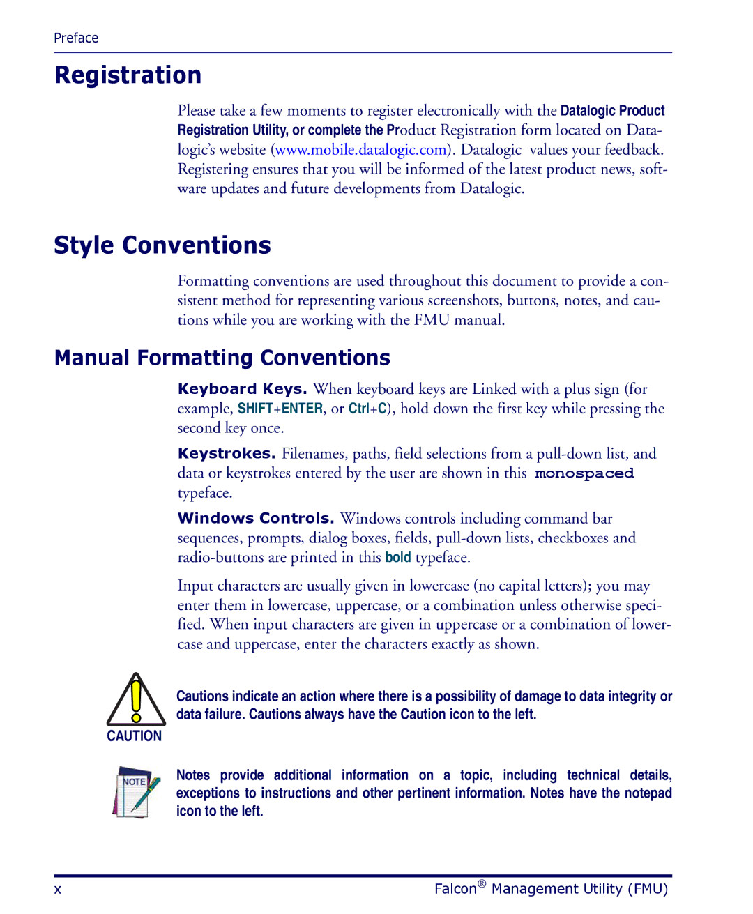 Datalogic Scanning PDA user manual Registration Style Conventions, Manual Formatting Conventions 