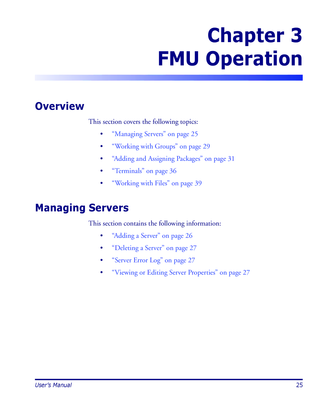 Datalogic Scanning PDA user manual Chapter FMU Operation, Managing Servers 