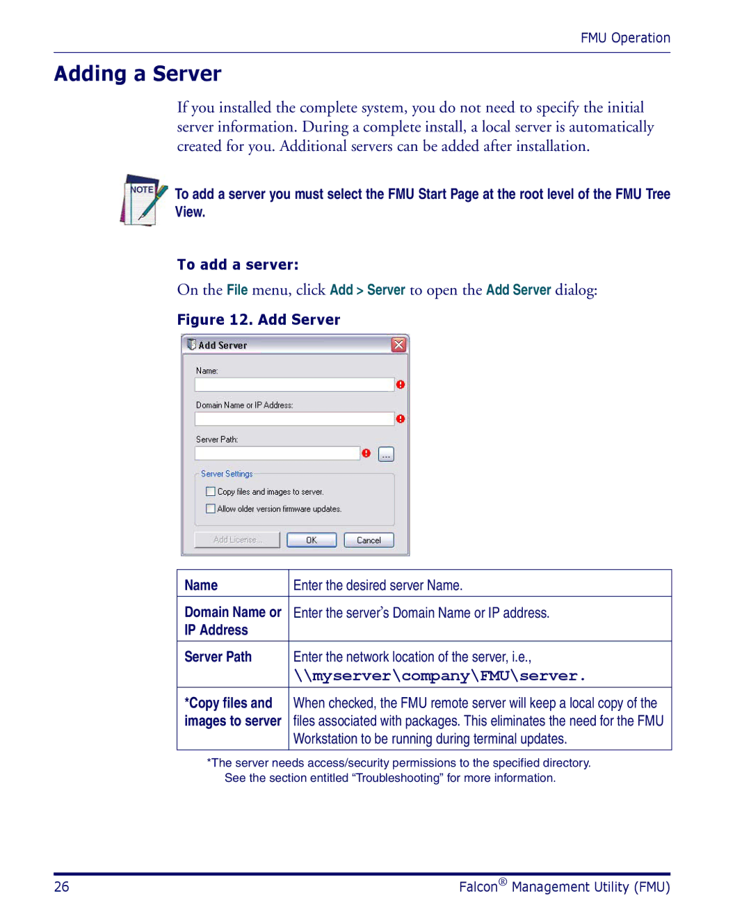 Datalogic Scanning PDA user manual Adding a Server, Name, IP Address Server Path 