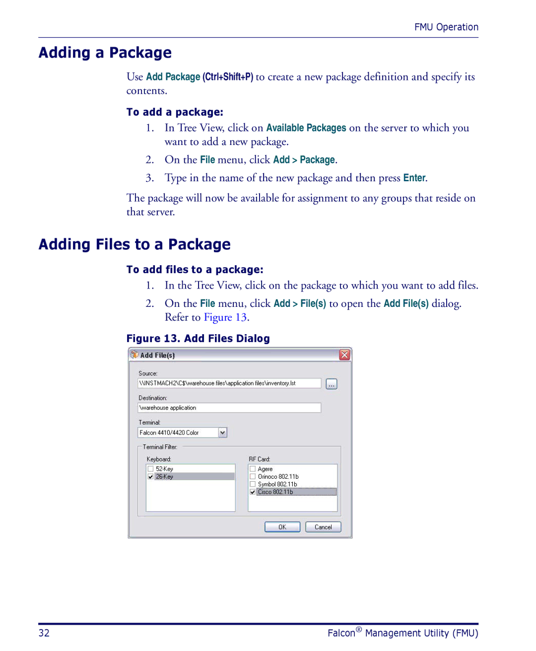 Datalogic Scanning PDA user manual Adding a Package, Adding Files to a Package 