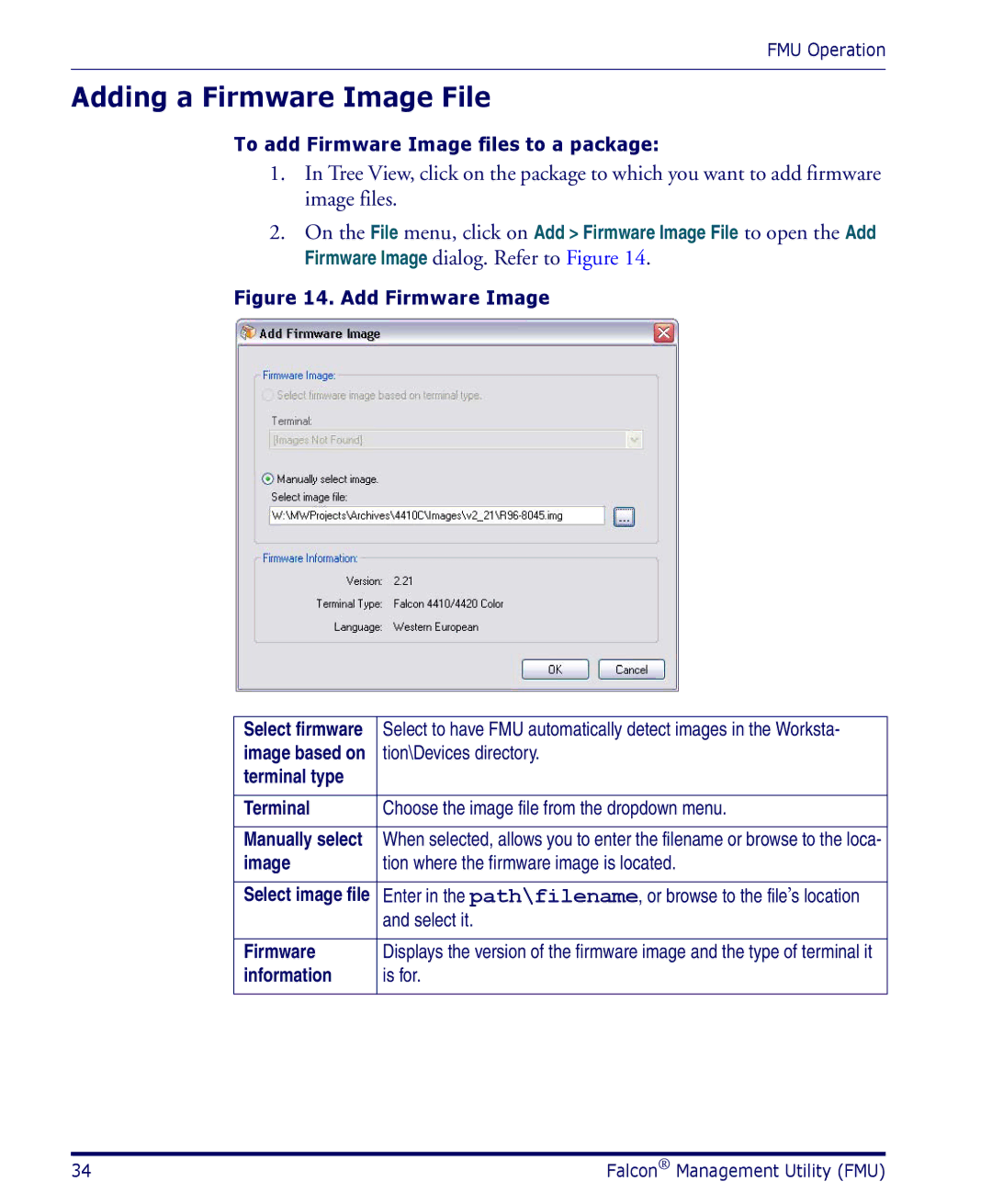 Datalogic Scanning PDA user manual Adding a Firmware Image File, Terminal type, Information 