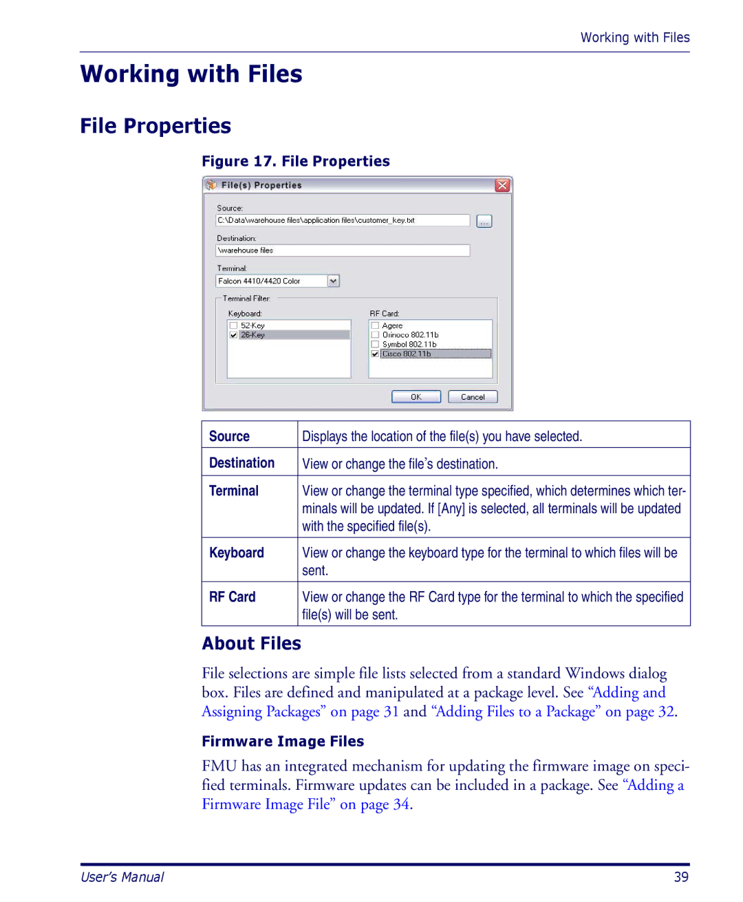 Datalogic Scanning PDA user manual Working with Files, File Properties, About Files 