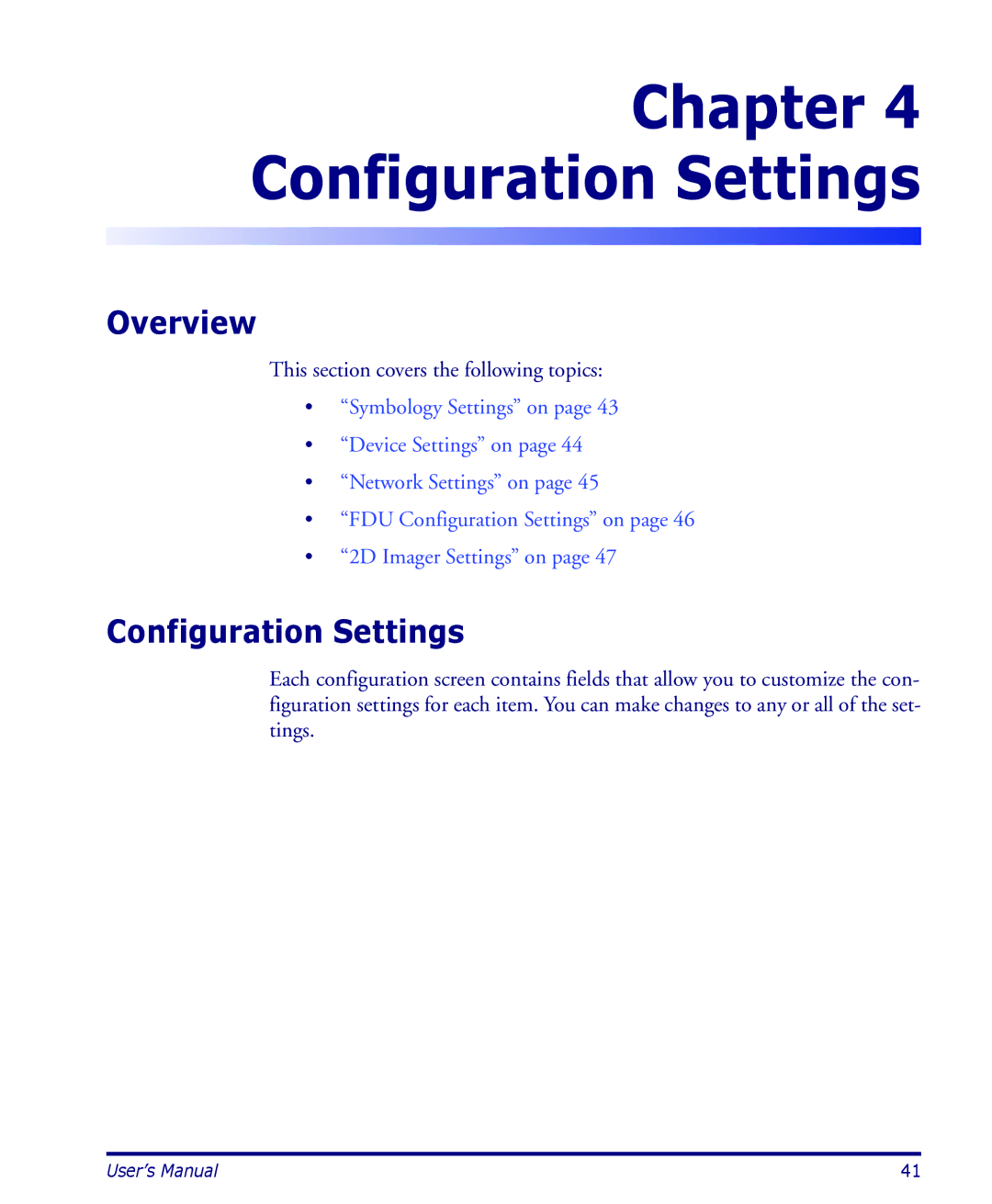 Datalogic Scanning PDA user manual Configuration Settings 