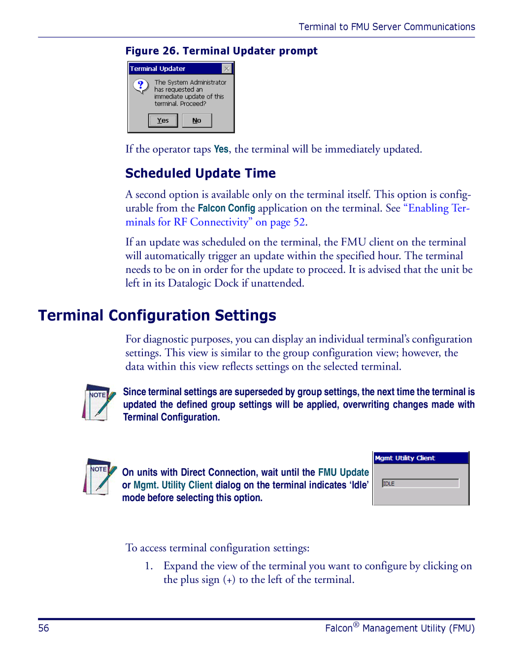 Datalogic Scanning PDA user manual Terminal Configuration Settings, Scheduled Update Time 