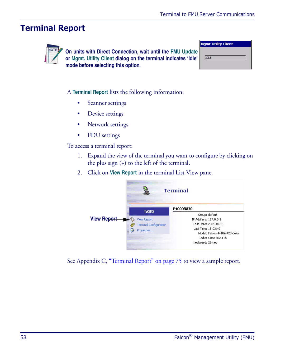 Datalogic Scanning PDA user manual Terminal Report, View Report 