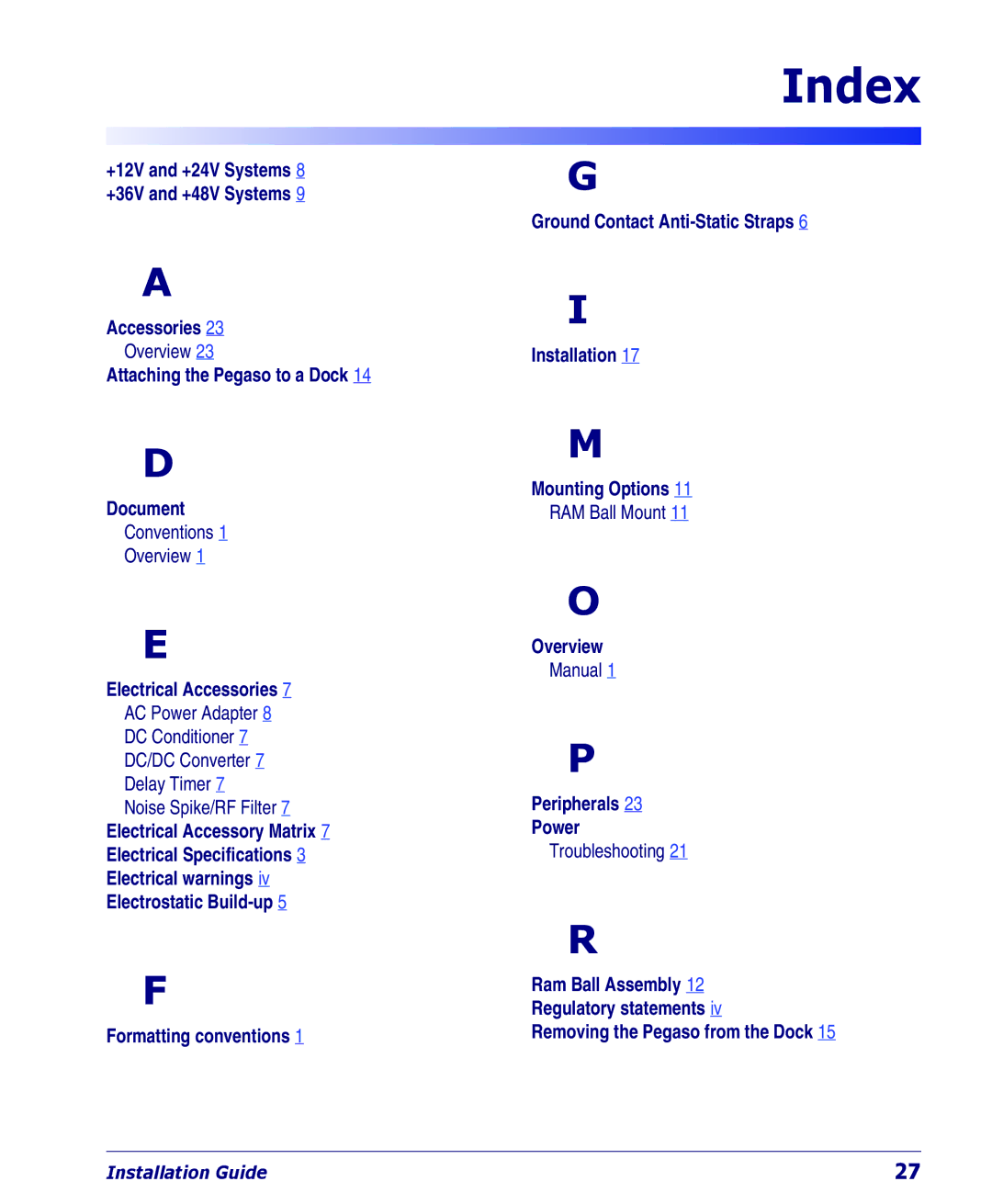 Datalogic Scanning Pegaso manual Index 