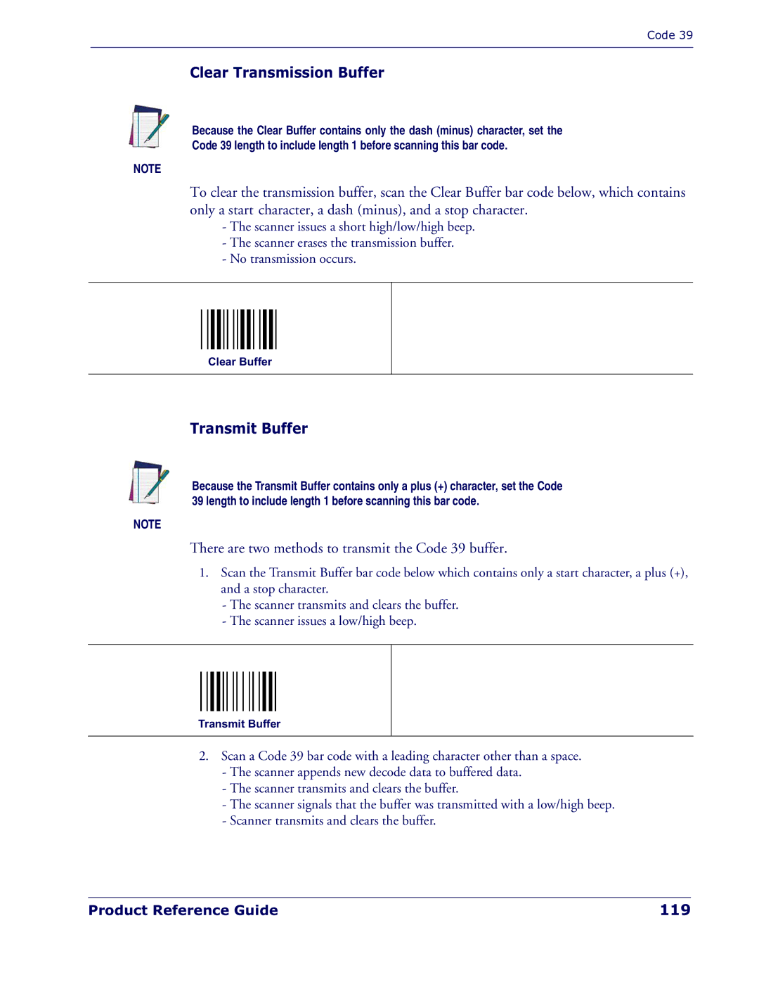 Datalogic Scanning QD 2300 manual Clear Transmission Buffer, Transmit Buffer, 119 