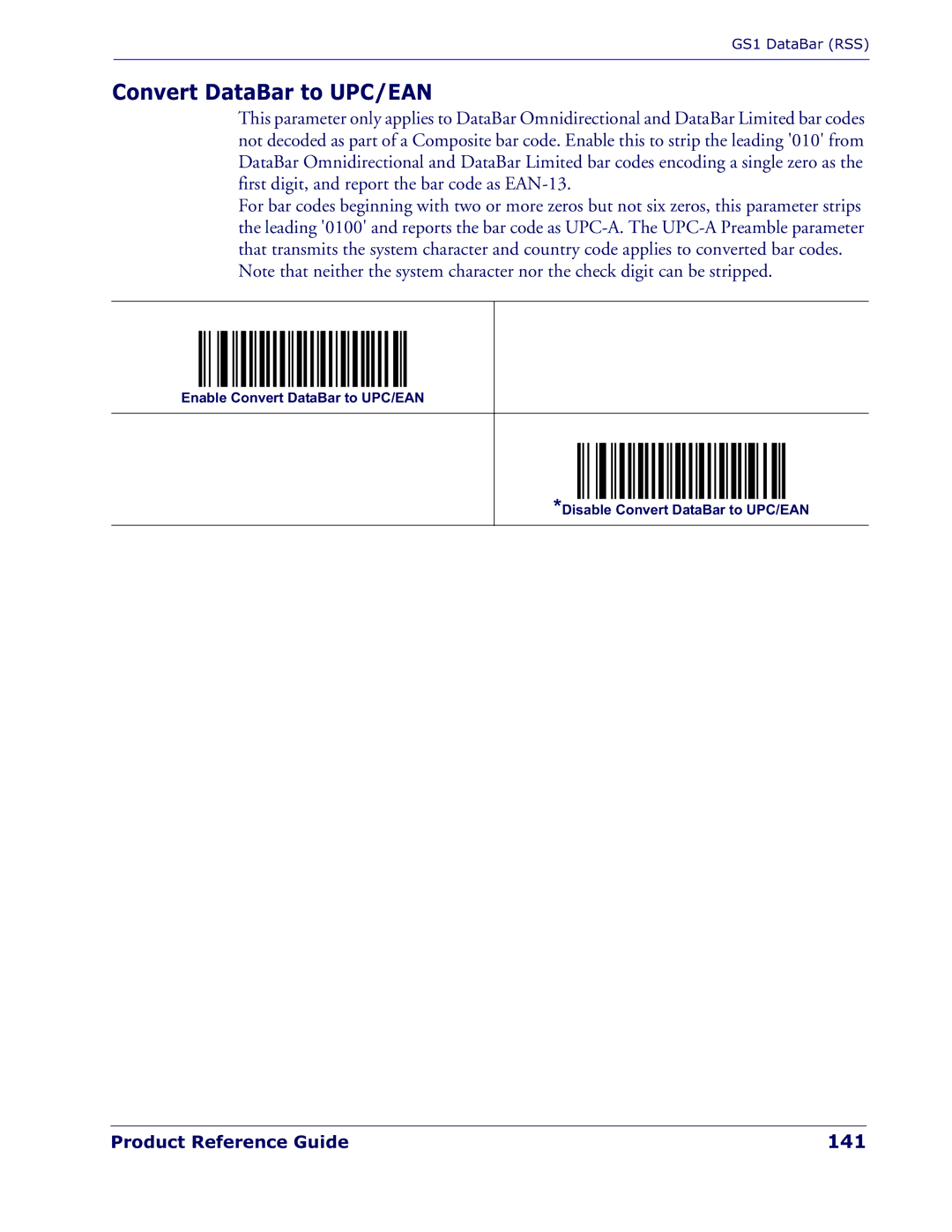 Datalogic Scanning QD 2300 manual Convert DataBar to UPC/EAN, 141 