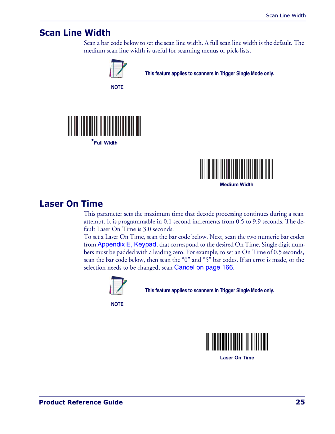 Datalogic Scanning QD 2300 manual Scan Line Width, Laser On Time 