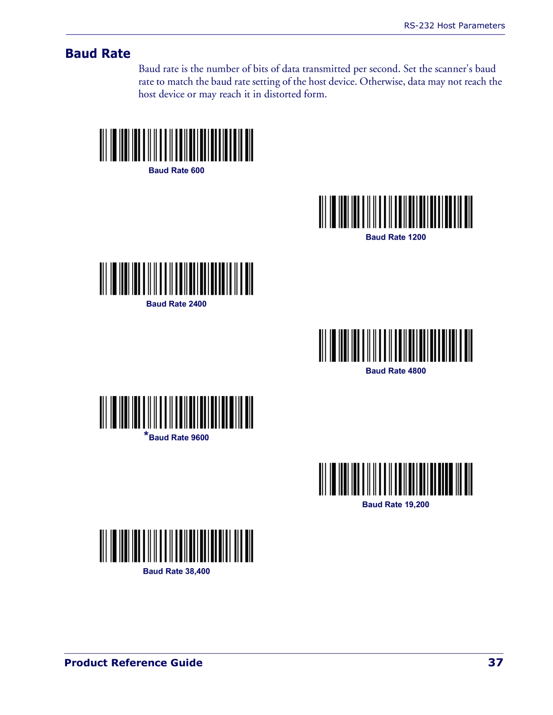 Datalogic Scanning QD 2300 manual Baud Rate 