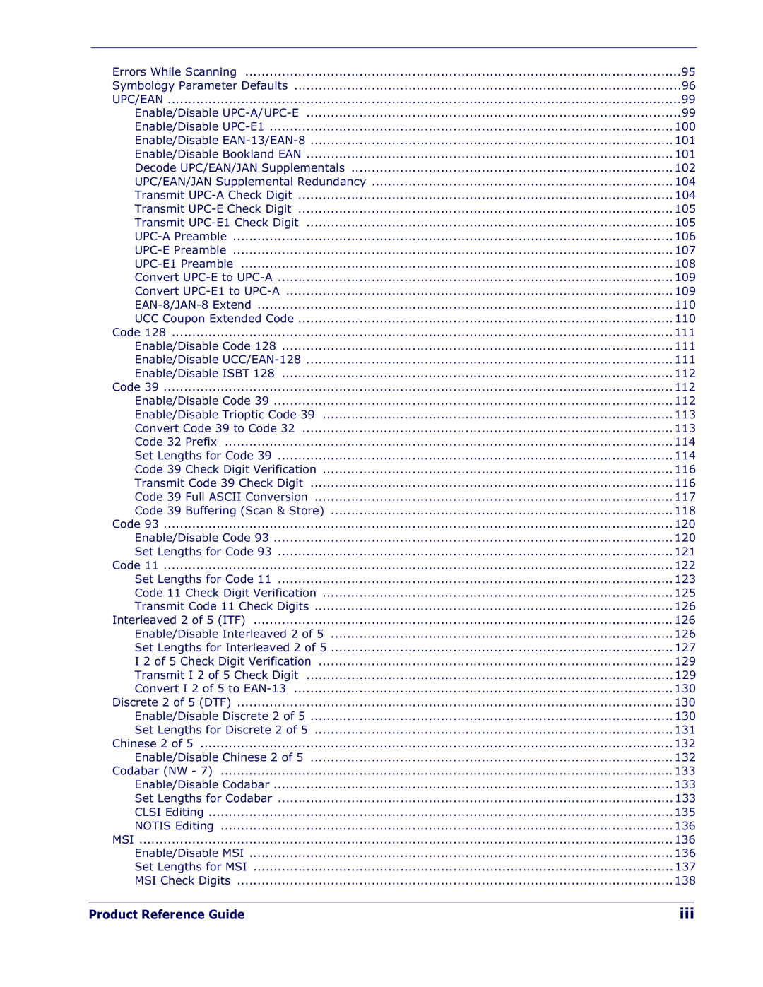 Datalogic Scanning QD 2300 manual Iii, Upc/Ean 