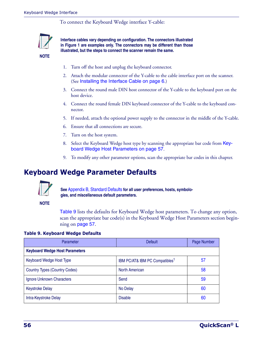 Datalogic Scanning QD 2300 Keyboard Wedge Parameter Defaults, Keyboard Wedge Defaults, Keyboard Wedge Host Parameters 