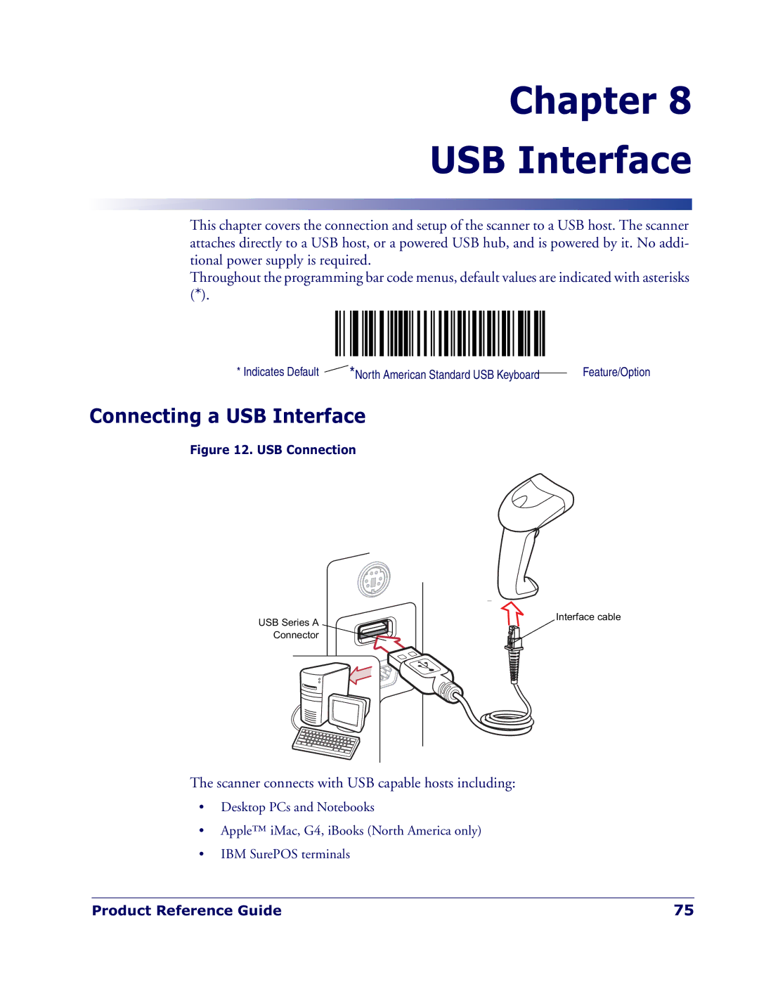 Datalogic Scanning QD 2300 manual Chapter USB Interface, Connecting a USB Interface 