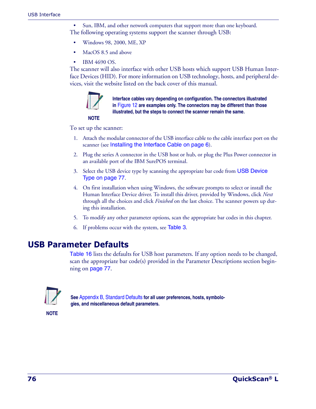 Datalogic Scanning QD 2300 manual USB Parameter Defaults, To set up the scanner 