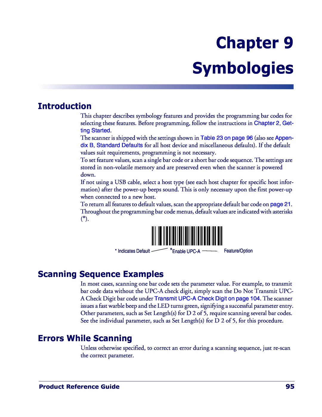 Datalogic Scanning QD 2300 manual Chapter Symbologies, Introduction, Scanning Sequence Examples, Errors While Scanning 