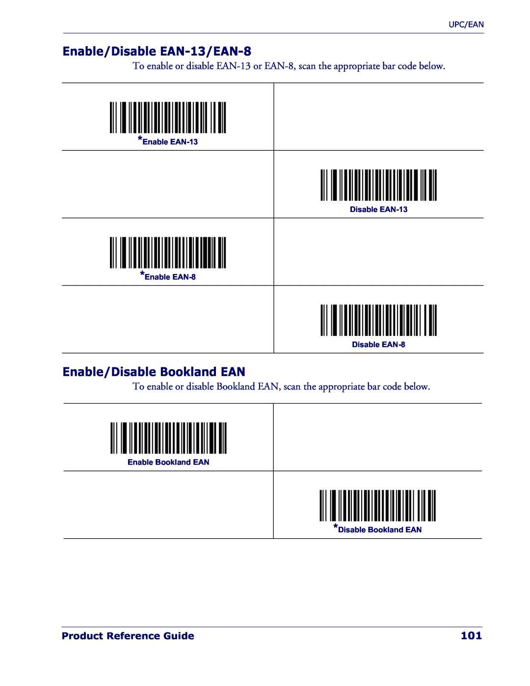 Datalogic Scanning QD 2300 manual Enable/Disable EAN-13/EAN-8, Enable/Disable Bookland EAN, Product Reference Guide 