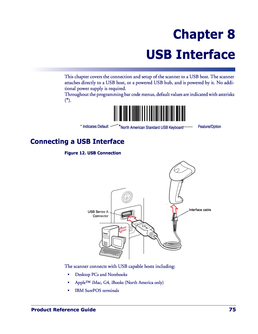 Datalogic Scanning QD 2300 manual Chapter USB Interface, Connecting a USB Interface 