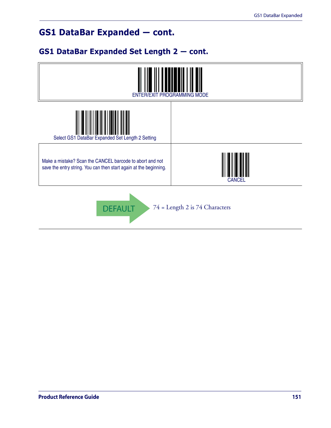 Datalogic Scanning QD2100 manual Select GS1 DataBar Expanded Set Length 2 Setting 