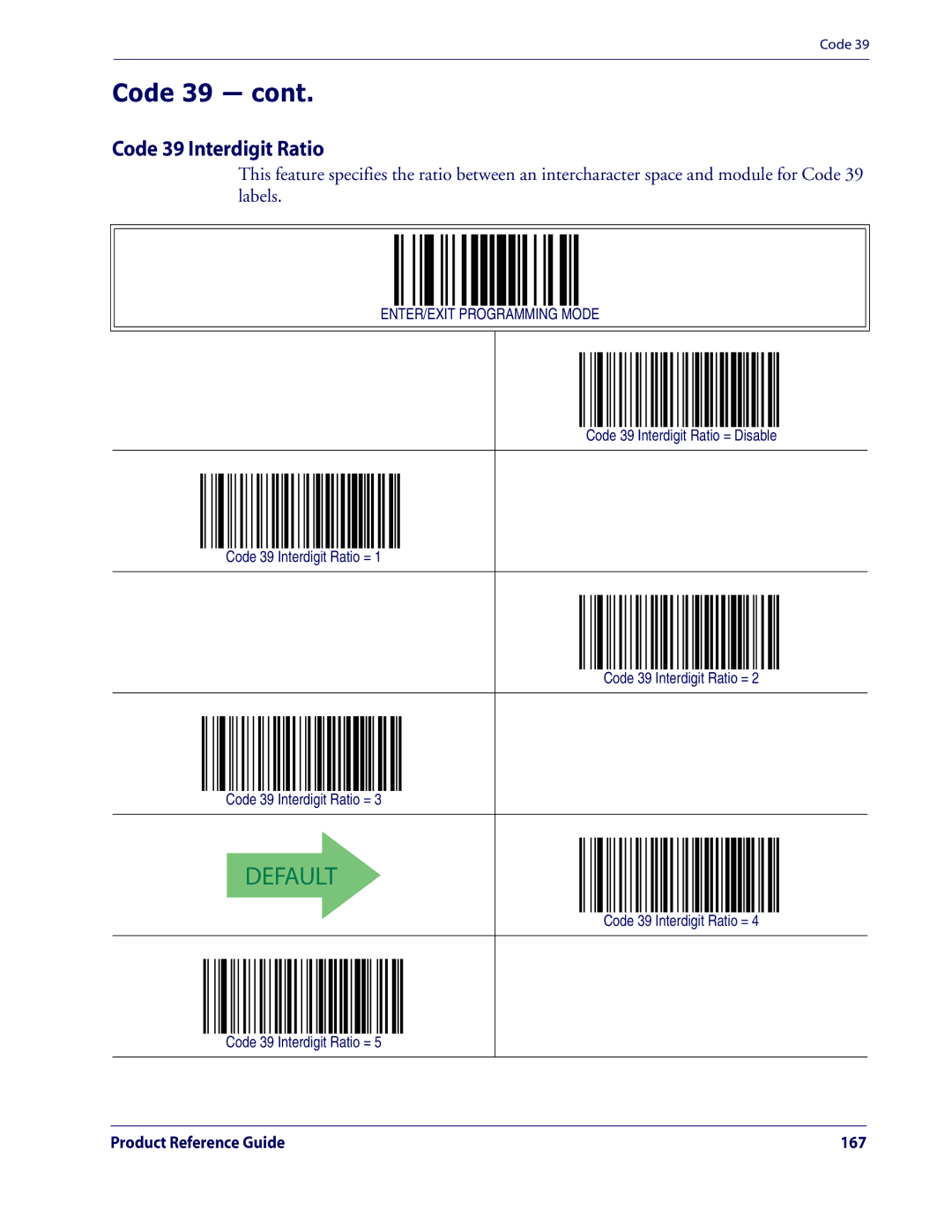 Datalogic Scanning QD2100 manual Code 39 Interdigit Ratio = Disable 