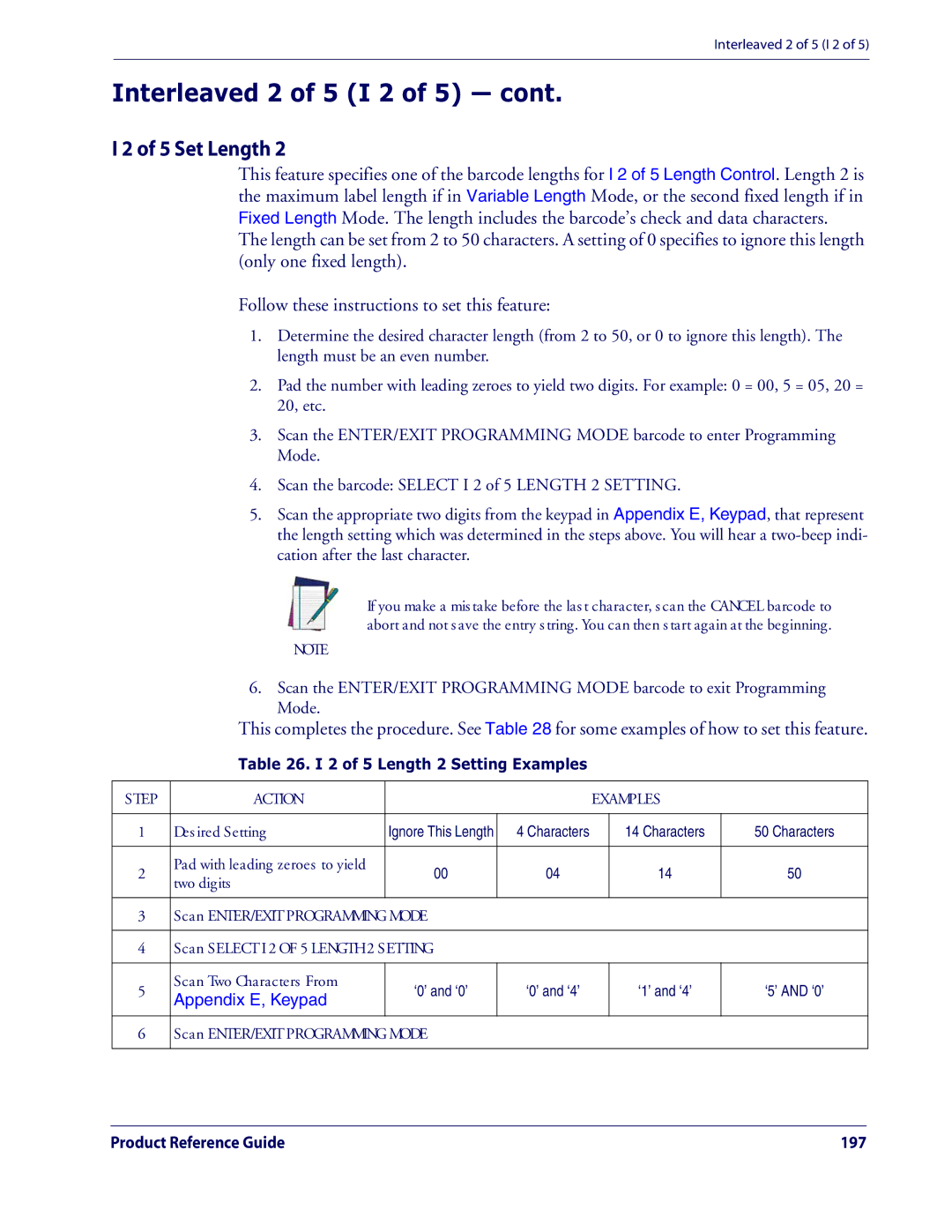 Datalogic Scanning QD2100 manual 2 of 5 Length 2 Setting Examples 