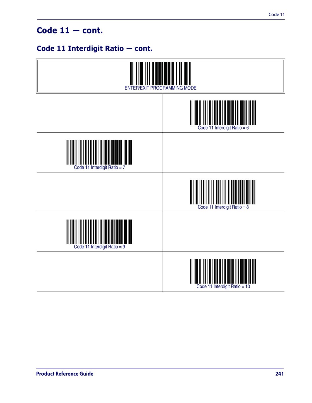 Datalogic Scanning QD2100 manual Code 11 Interdigit Ratio 