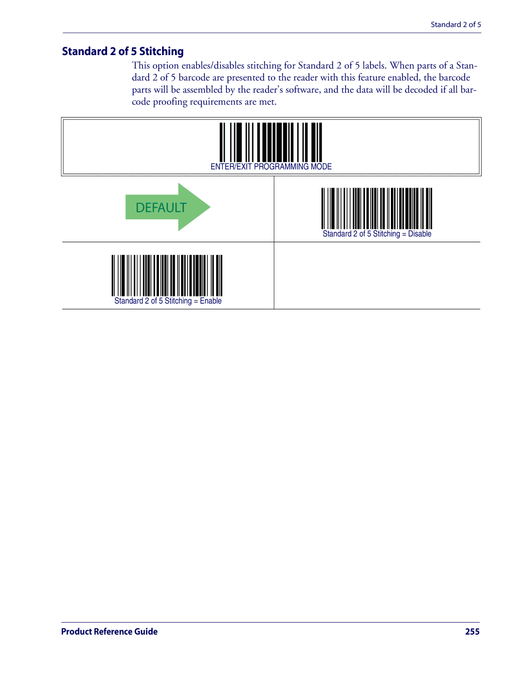 Datalogic Scanning QD2100 manual Standard 2 of 5 Stitching 