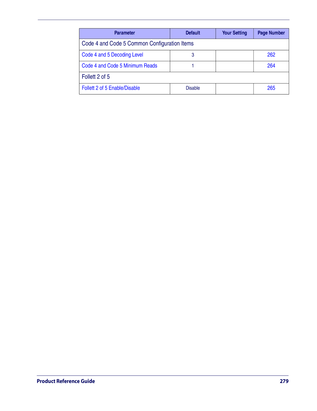 Datalogic Scanning QD2100 manual Code 4 and Code 5 Common Configuration Items 