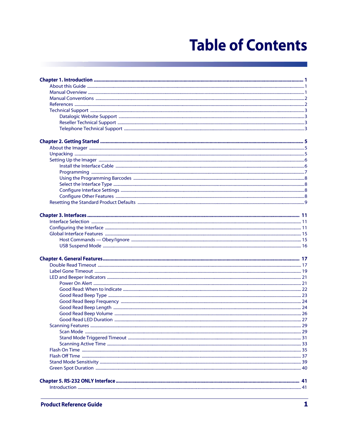 Datalogic Scanning QD2100 manual Table of Contents 