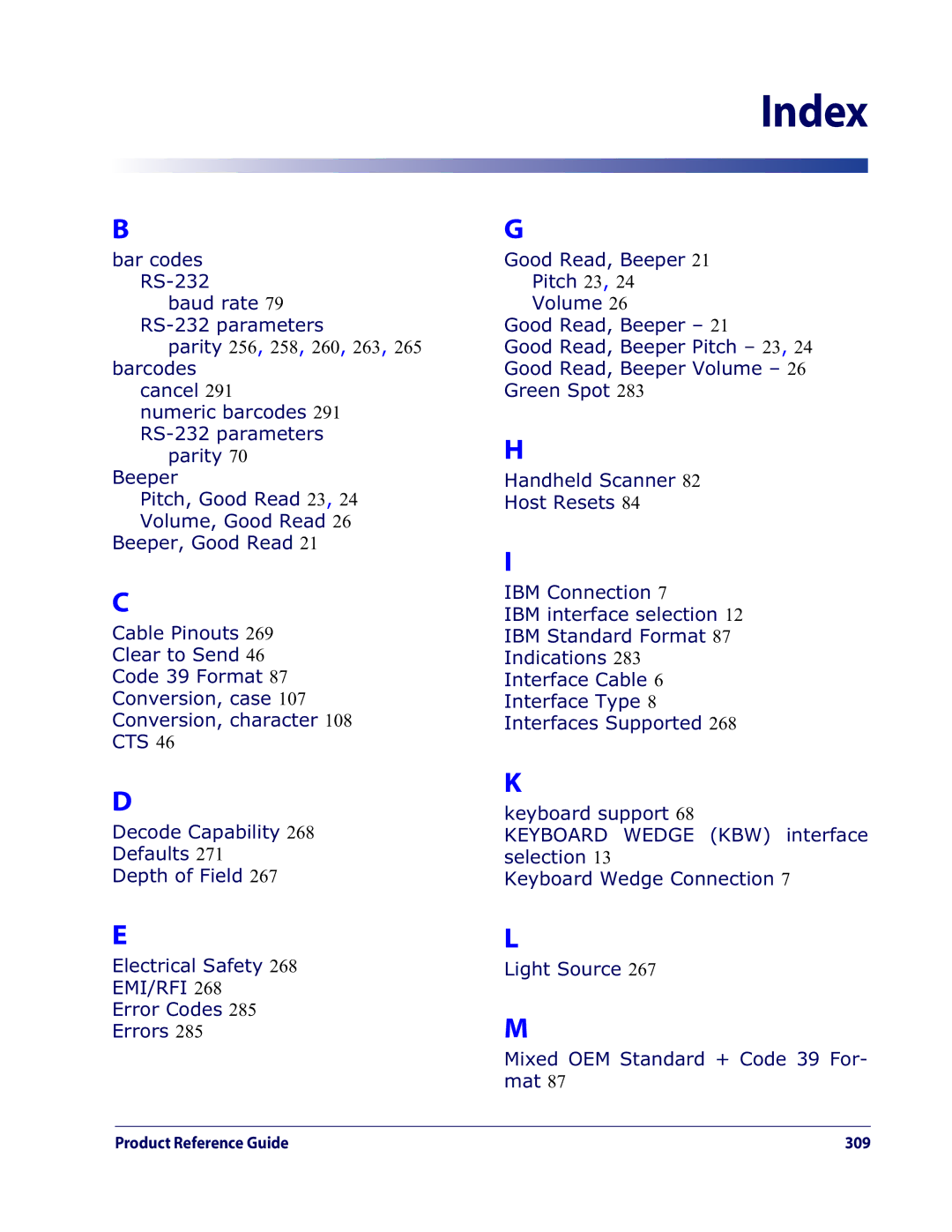 Datalogic Scanning QD2100 manual Index 