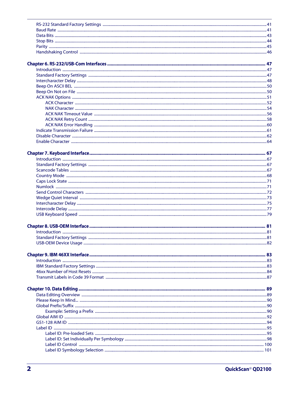 Datalogic Scanning manual QuickScan QD2100 