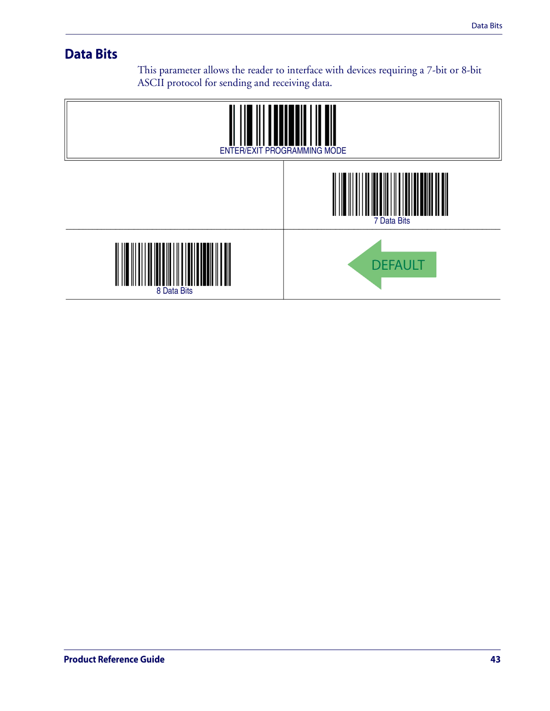 Datalogic Scanning QD2100 manual Data Bits 