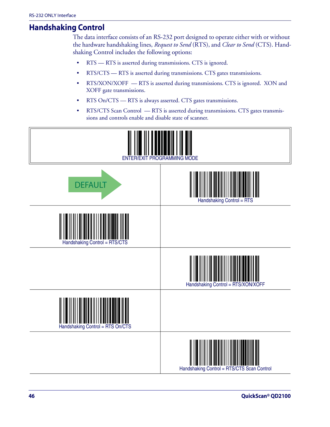 Datalogic Scanning QD2100 manual Handshaking Control 