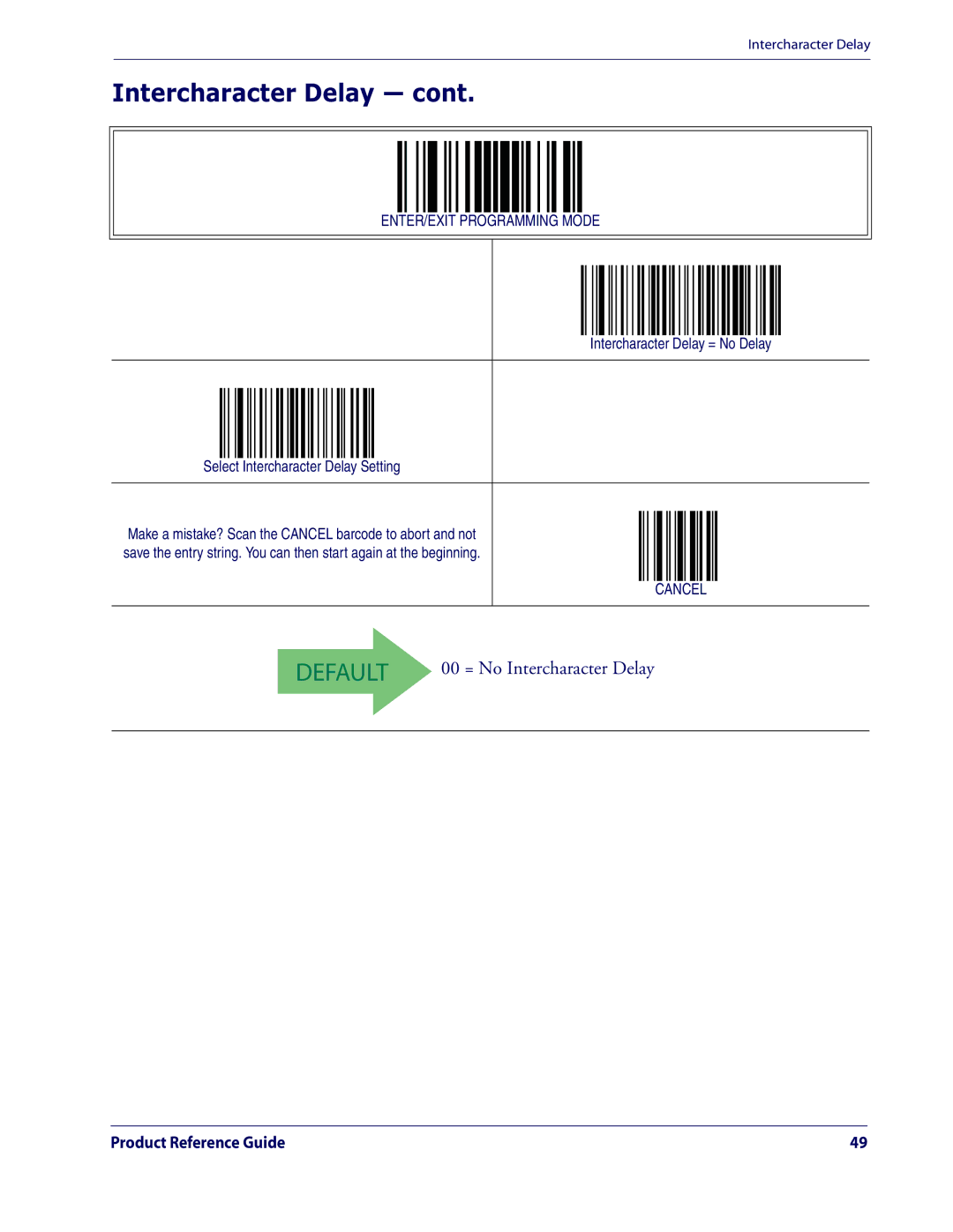 Datalogic Scanning QD2100 manual Intercharacter Delay 