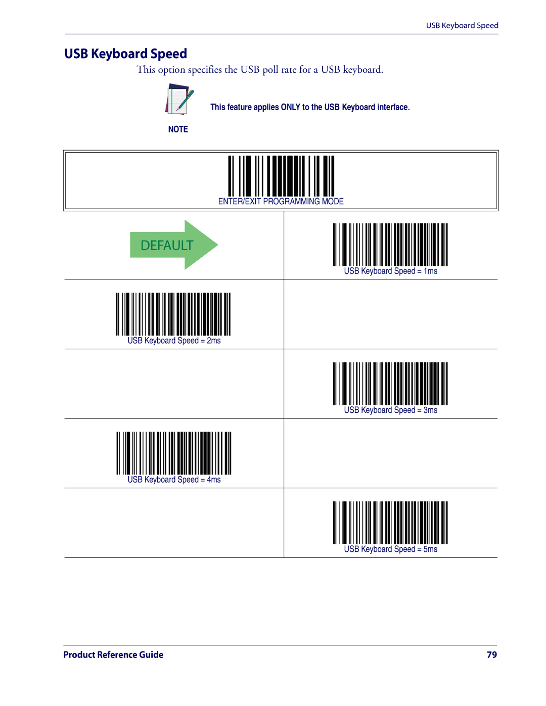 Datalogic Scanning QD2100 manual USB Keyboard Speed 