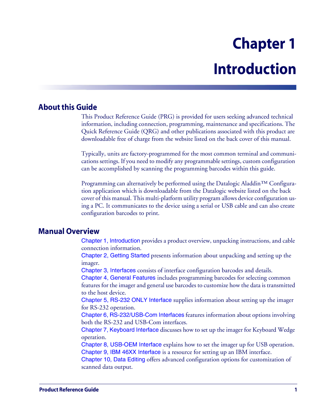 Datalogic Scanning QD2100 manual Chapter Introduction, About this Guide, Manual Overview 