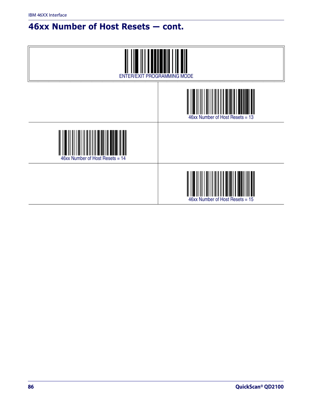 Datalogic Scanning QD2100 manual 46xx Number of Host Resets 