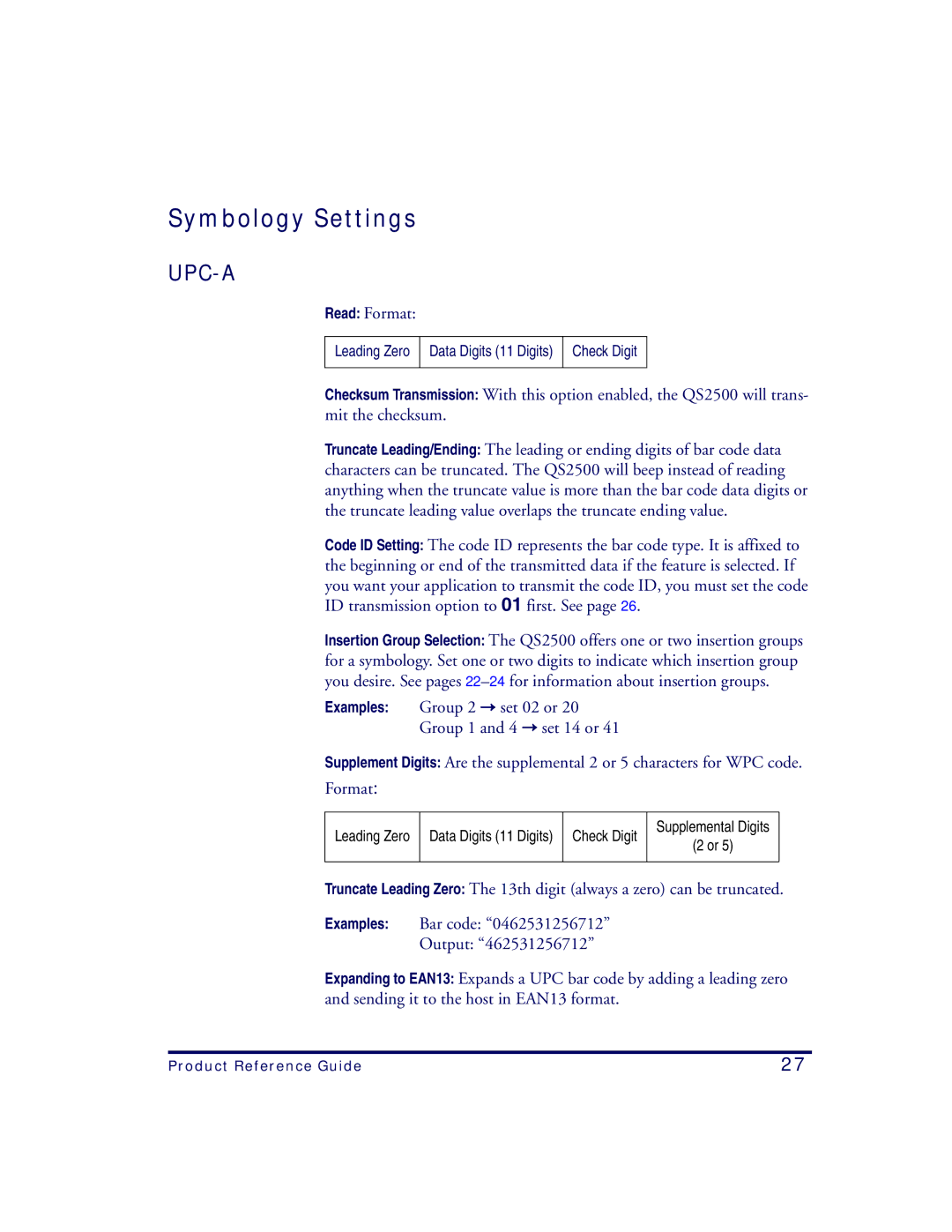 Datalogic Scanning QS2500 manual Symbology Settings, Upc-A 