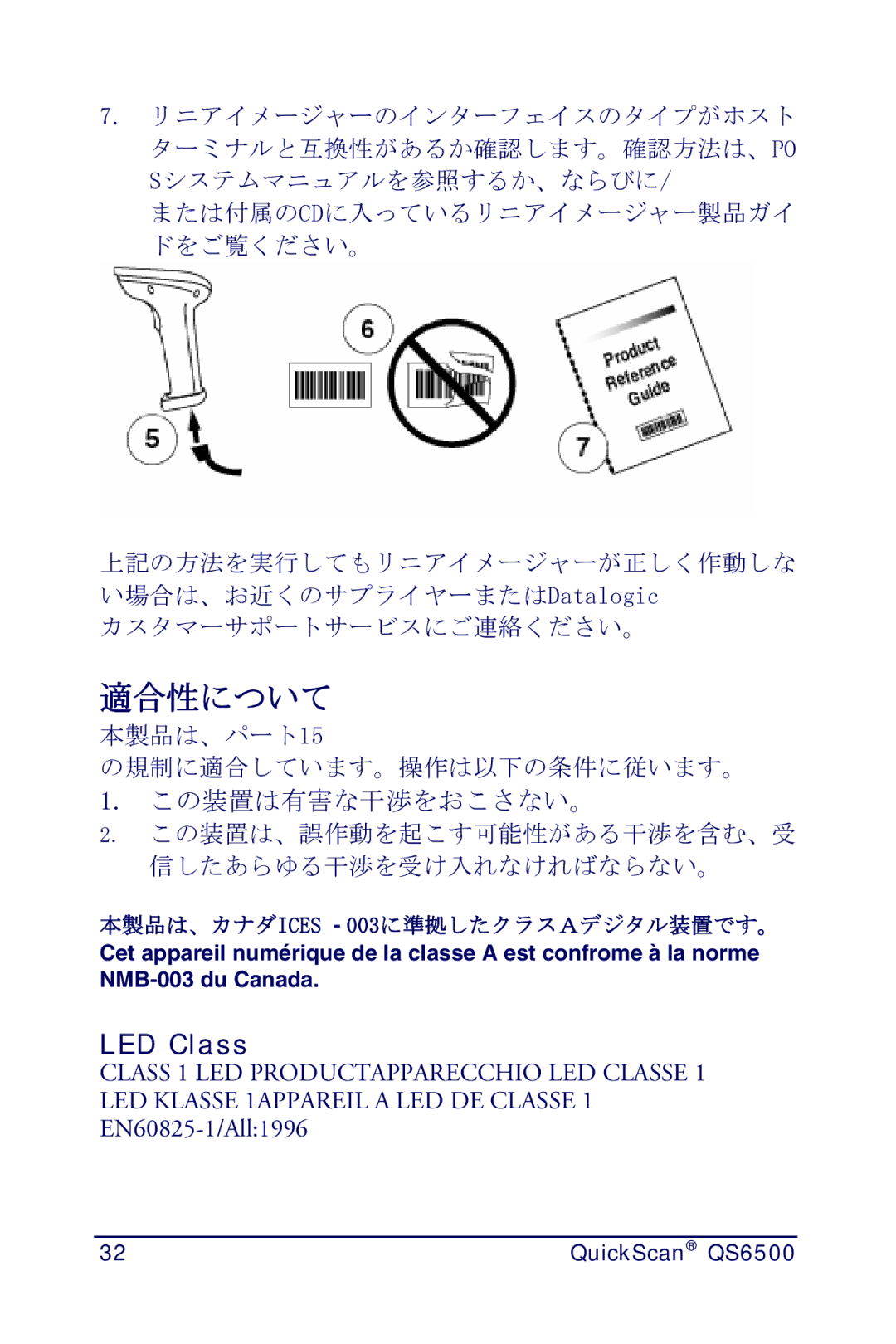 Datalogic Scanning QS6500 manual 適合性について 