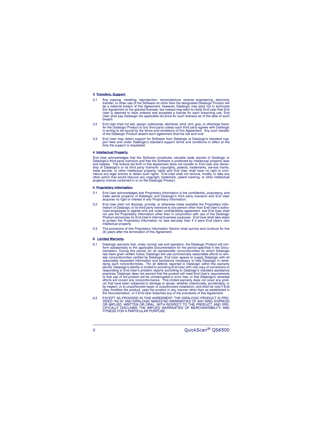 Datalogic Scanning manual QuickScan QS6500 