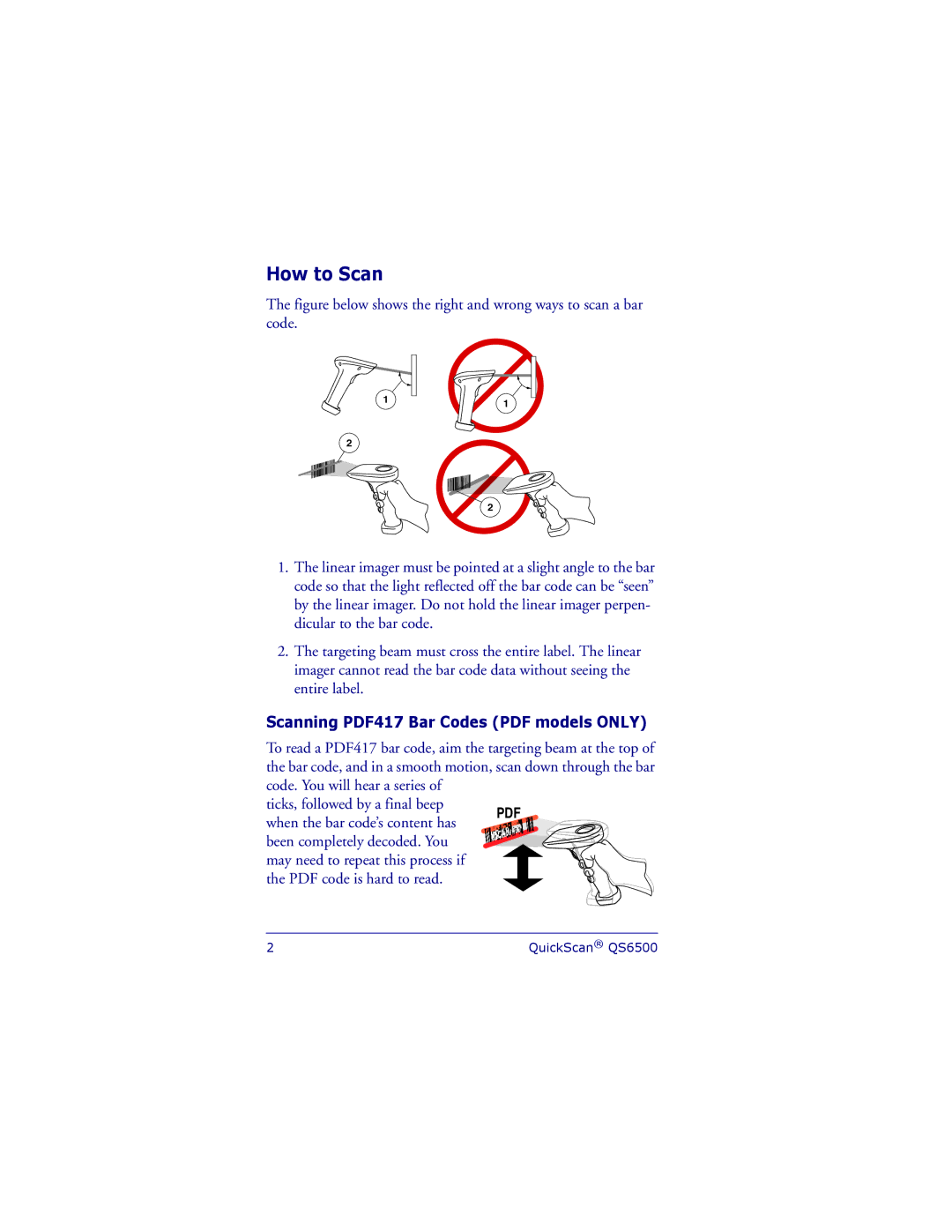 Datalogic Scanning QS6500 manual How to Scan 