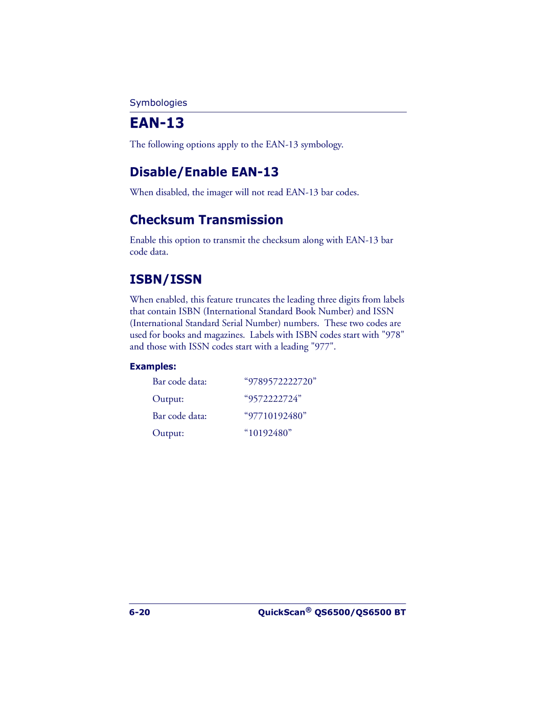 Datalogic Scanning QS6500BT manual Disable/Enable EAN-13 