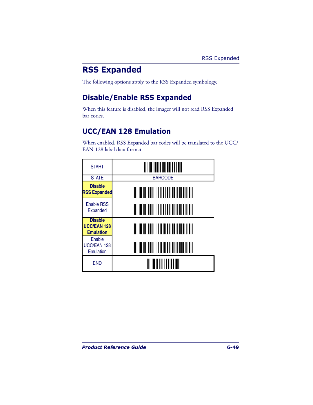 Datalogic Scanning QS6500BT manual Disable/Enable RSS Expanded, Disable RSS Expanded 