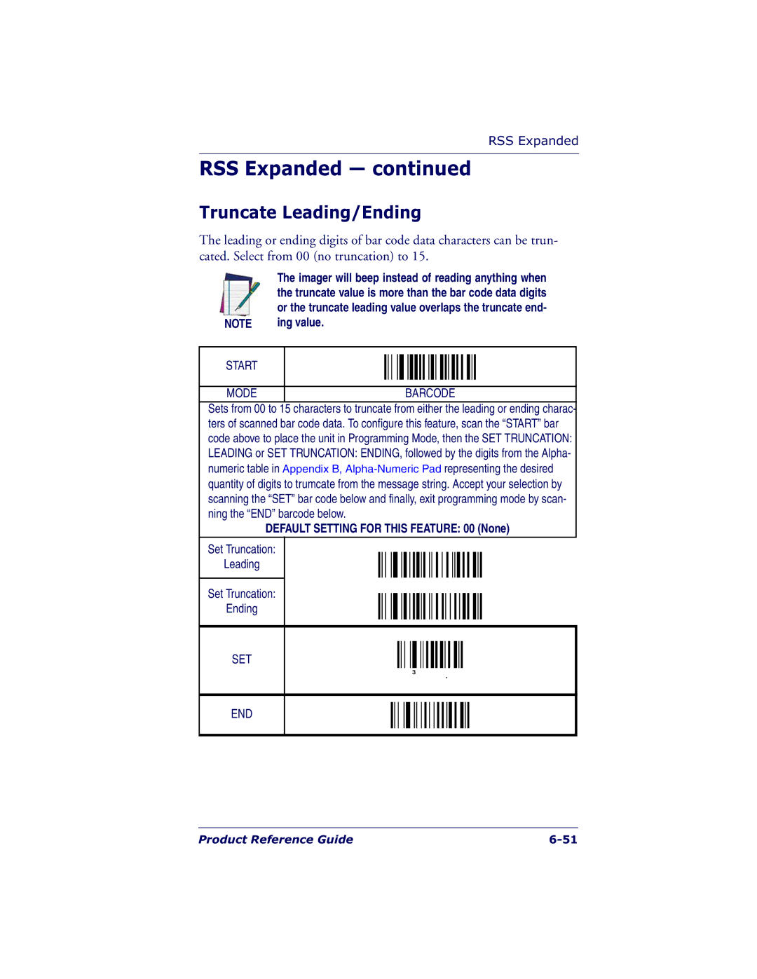 Datalogic Scanning QS6500BT manual Truncate Leading/Ending 