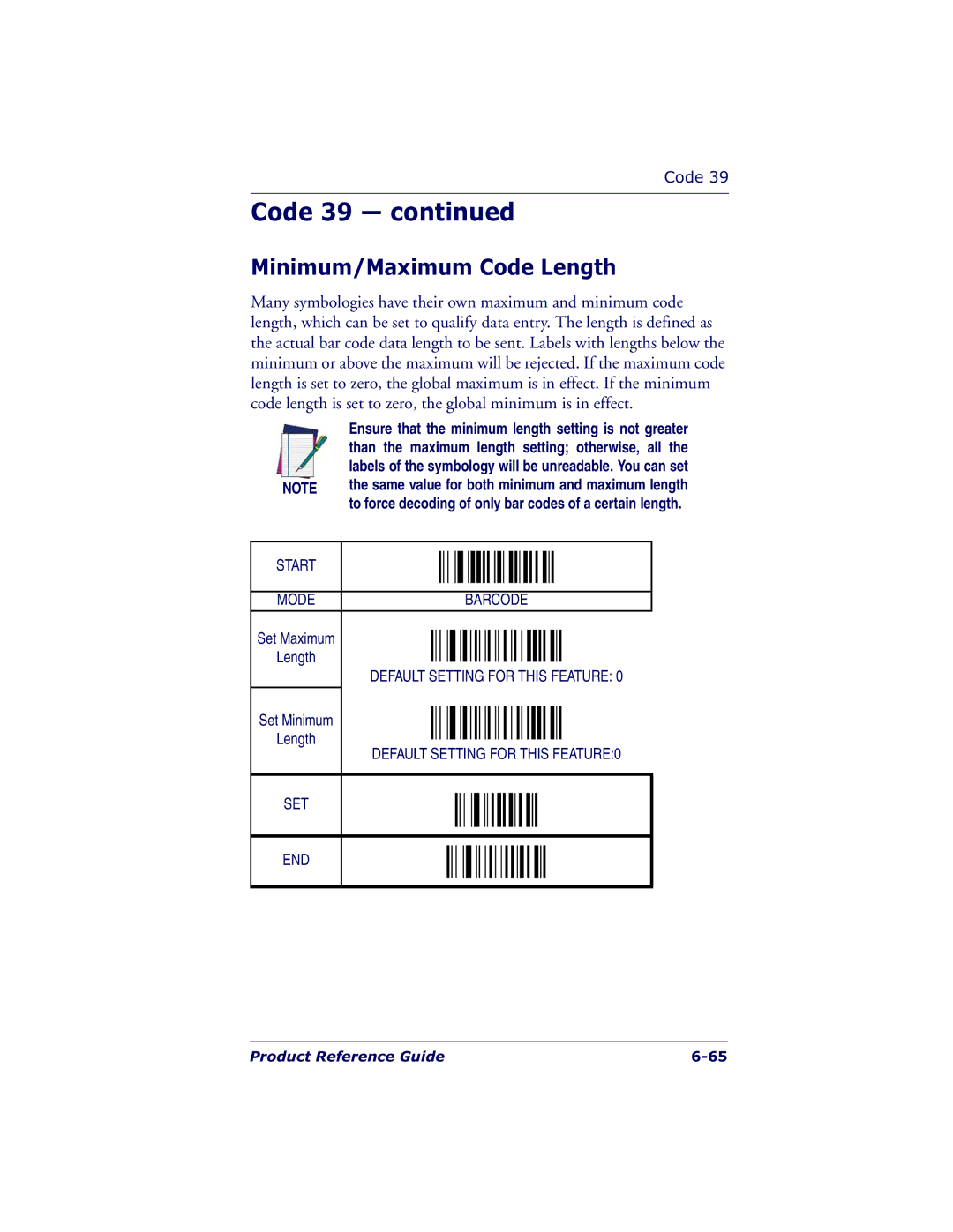 Datalogic Scanning QS6500BT manual Default Setting for this FEATURE0 SET END 