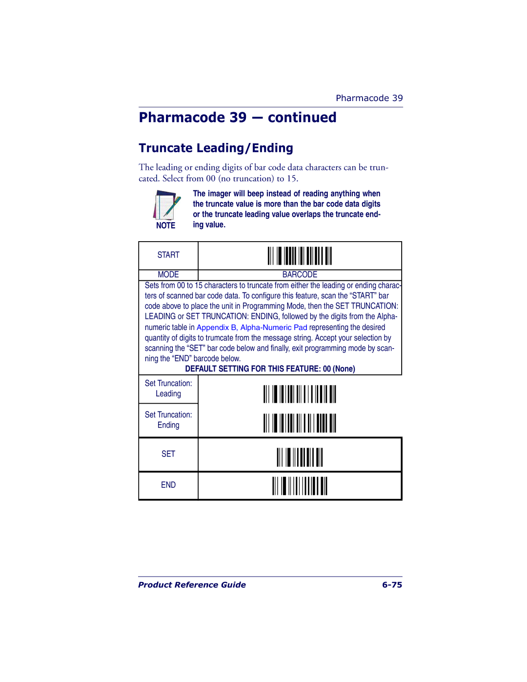 Datalogic Scanning QS6500BT manual Truncate Leading/Ending 