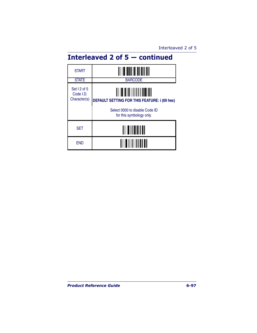 Datalogic Scanning QS6500BT manual Default Setting for this Feature i 69 hex 