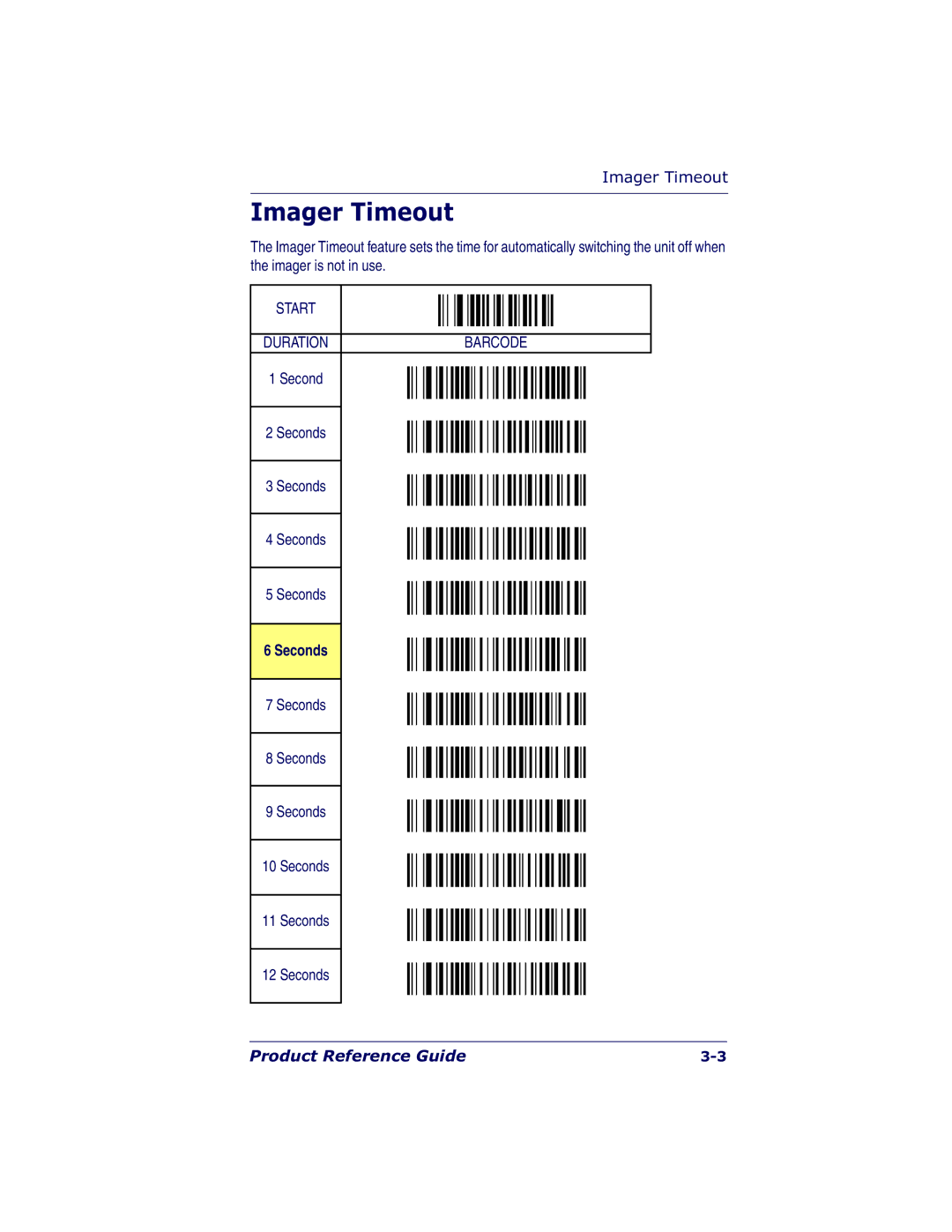 Datalogic Scanning QS6500BT manual Imager Timeout, Seconds 