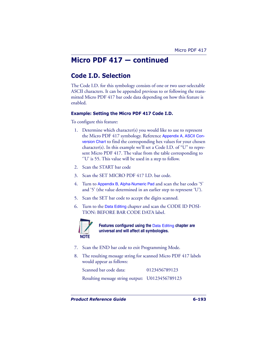 Datalogic Scanning QS6500BT manual Product Reference Guide 193 